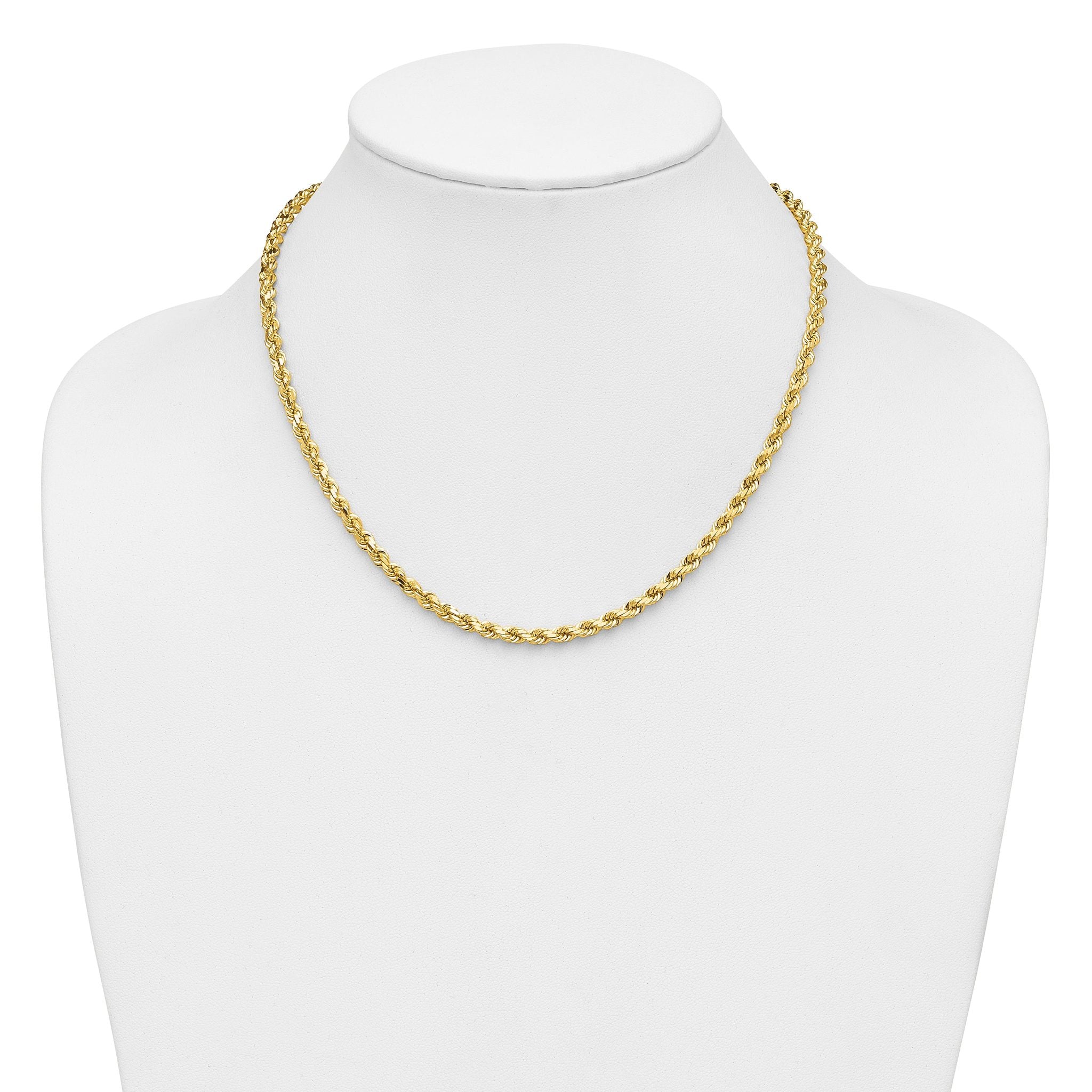 14K 7 inch 4.25mm Diamond-cut Rope with Lobster Clasp Chain