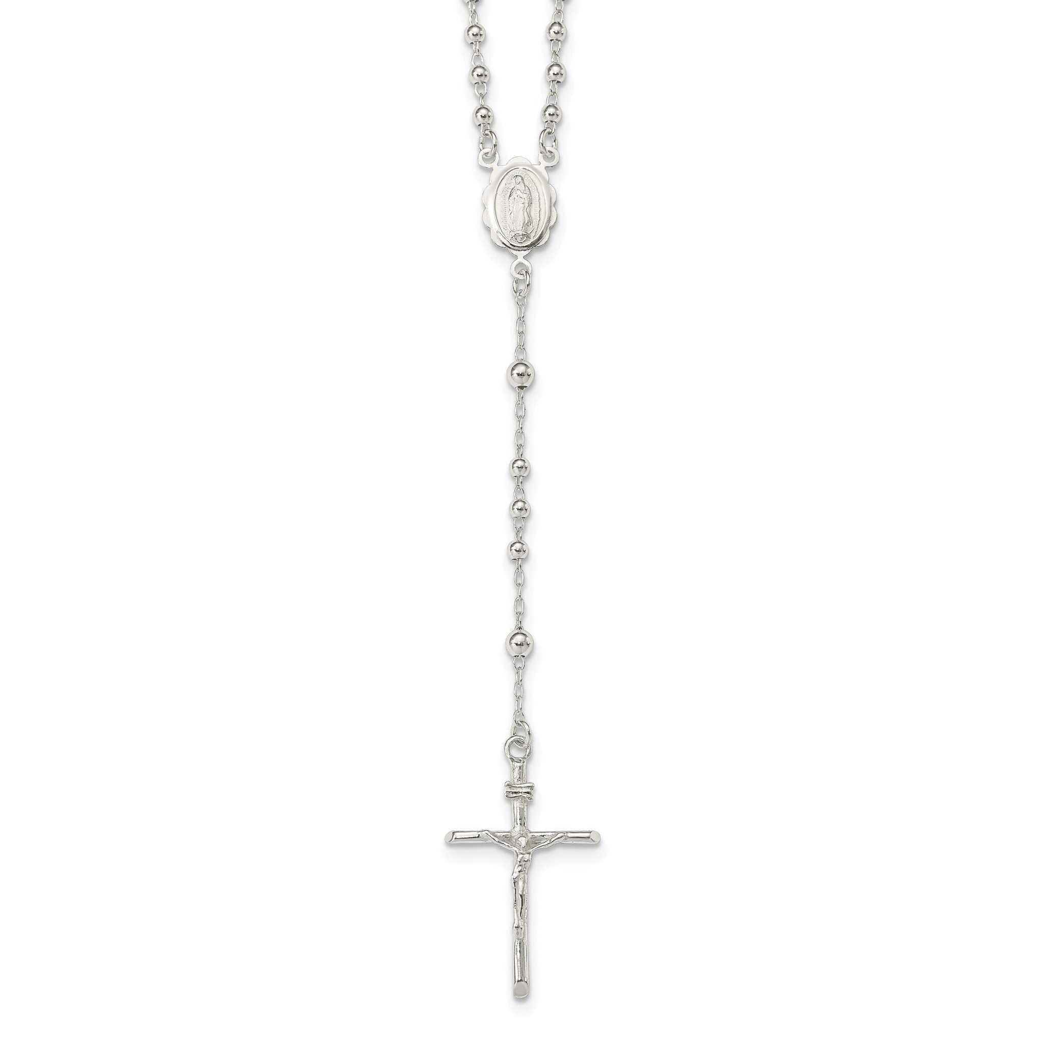Sophia Jewelers Sterling Silver Rosary Necklace with Polished Anti-Tarnish Finish Main image