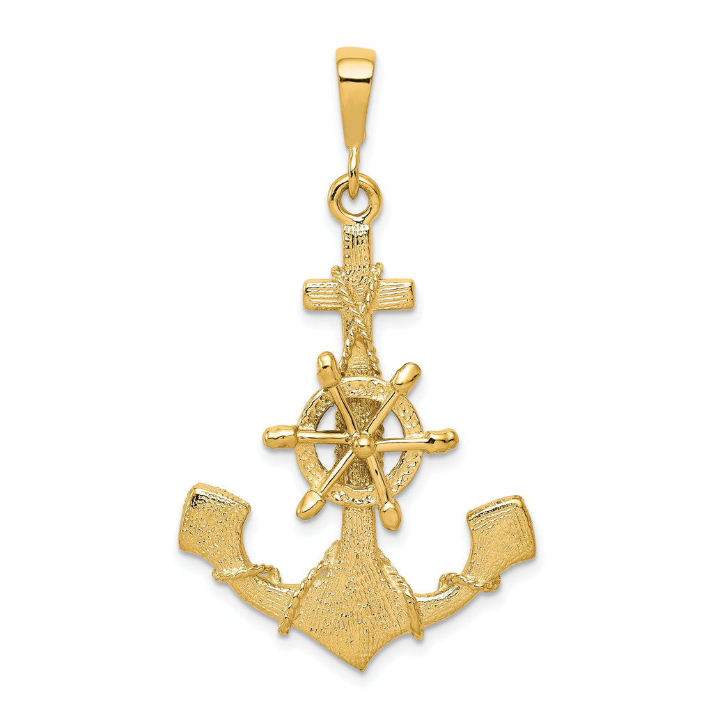 10K Yellow Gold Anchor Charm with Polished Finish Solid and Elegant Design
