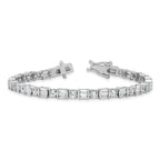 Sterling Shimmer Sterling Silver Rhodium-plated CZ 59 Stone 7.25 inch Bracelet
