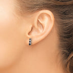 Sterling Silver RH-plated Black Spinel/Created White Sapphire Post Earrings