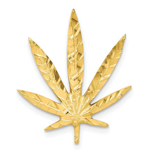 Leaf Chain Slide Pendant in 10K Yellow Gold, 23mm Brushed & Satin - Sophia Jewelers