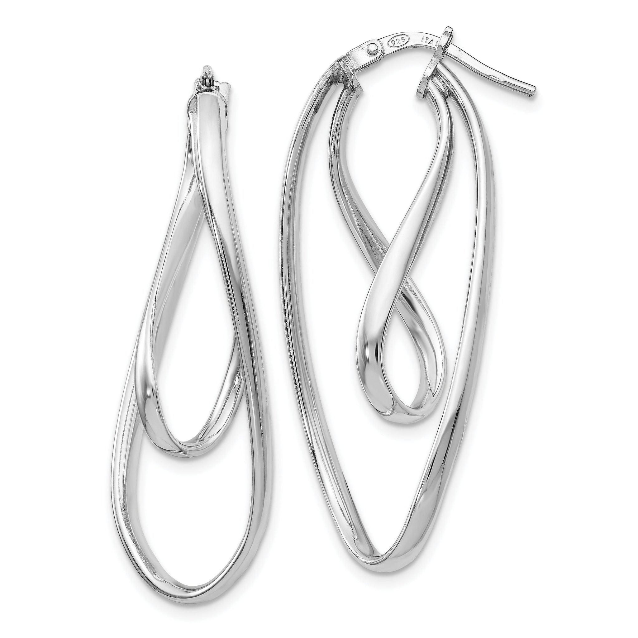 Sophia Jewelers Sterling Silver Rhodium-Plated Twisted Hoop Earrings Elegant Design