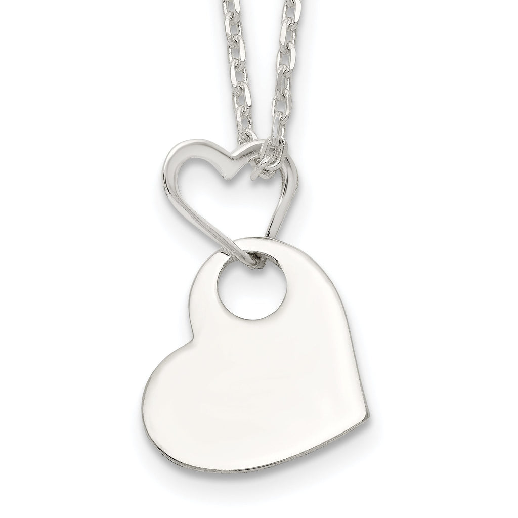 Sophia Jewelers Sterling Silver Heart Dangle Necklace 925 Polished Engravable