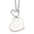 Sophia Jewelers Sterling Silver Heart Dangle Necklace 925 Polished Engravable