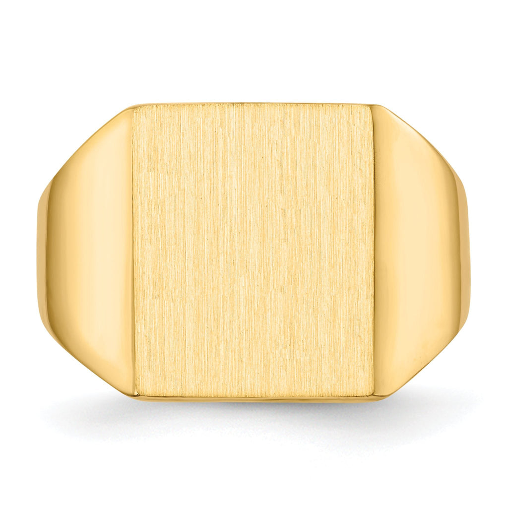 14k 15.0x13.5mm Closed Back Mens Signet Ring