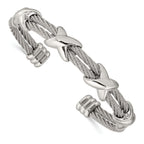 Stainless Steel Polished Cable X Design Cuff Bangle Bracelet for Women