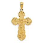 14K Gold Satin Crucifix Pendant with Polished Solid Design  Elegant & Timeless
