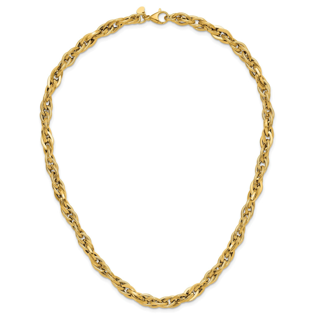 14K Polished and Textured Fancy Twisted Link Necklace