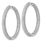 Sterling Silver Rhodium-plated In and Out CZ Pave 3.7 x 39mm Hinged Hoop Earrings
