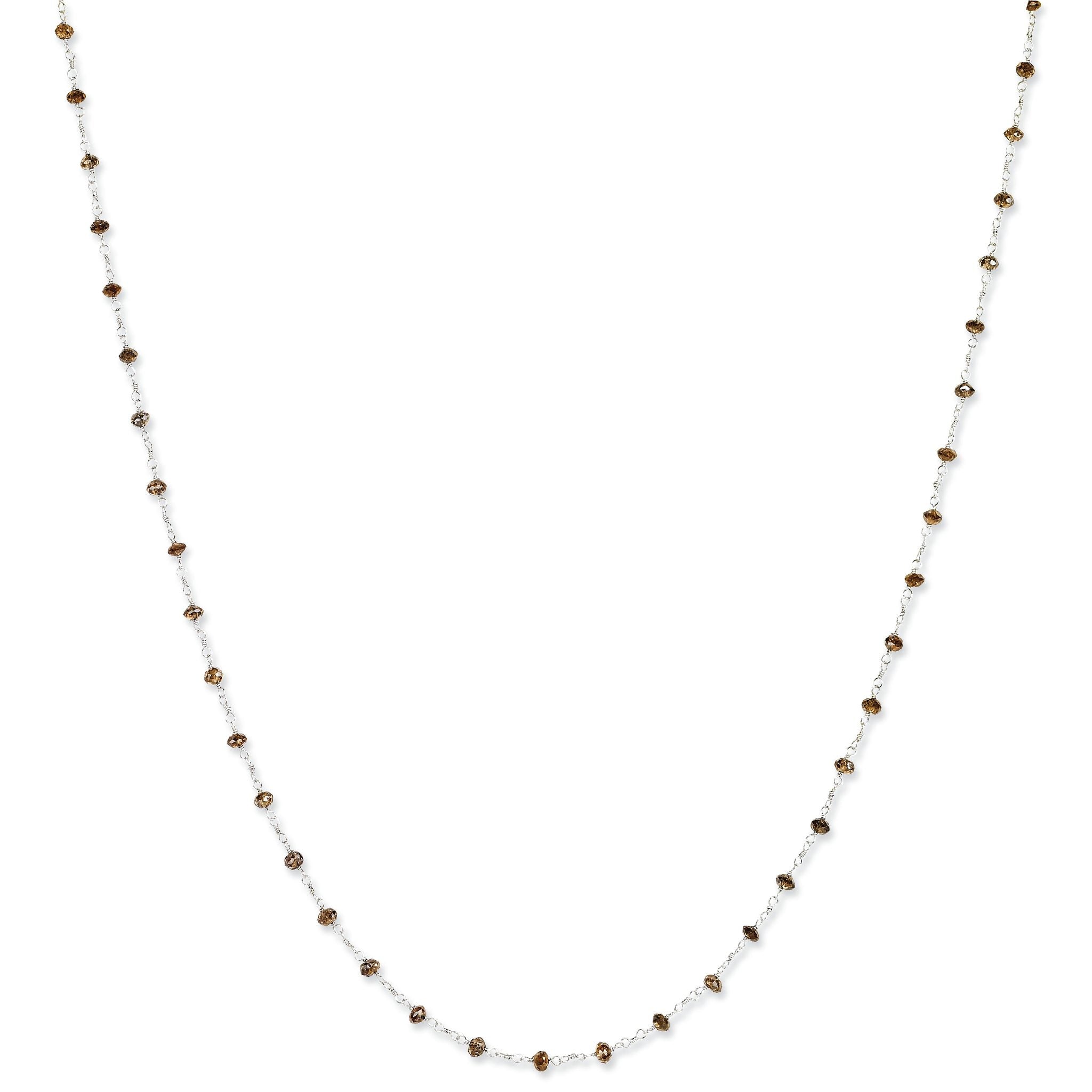 14k White Gold Coffee Brown Diamond Briolette Necklace