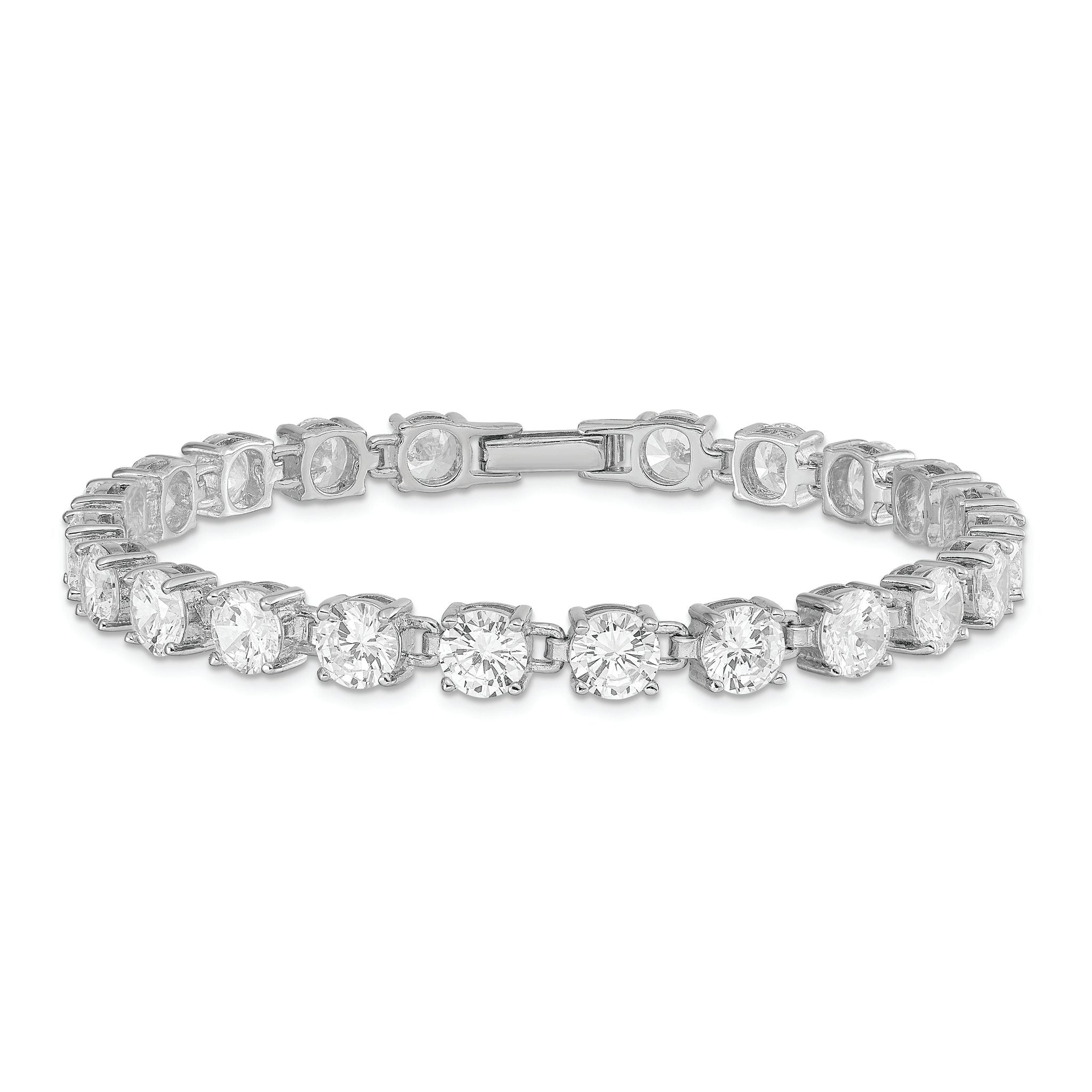 Sterling Silver Rhodium-plated CZ Tennis Bracelet