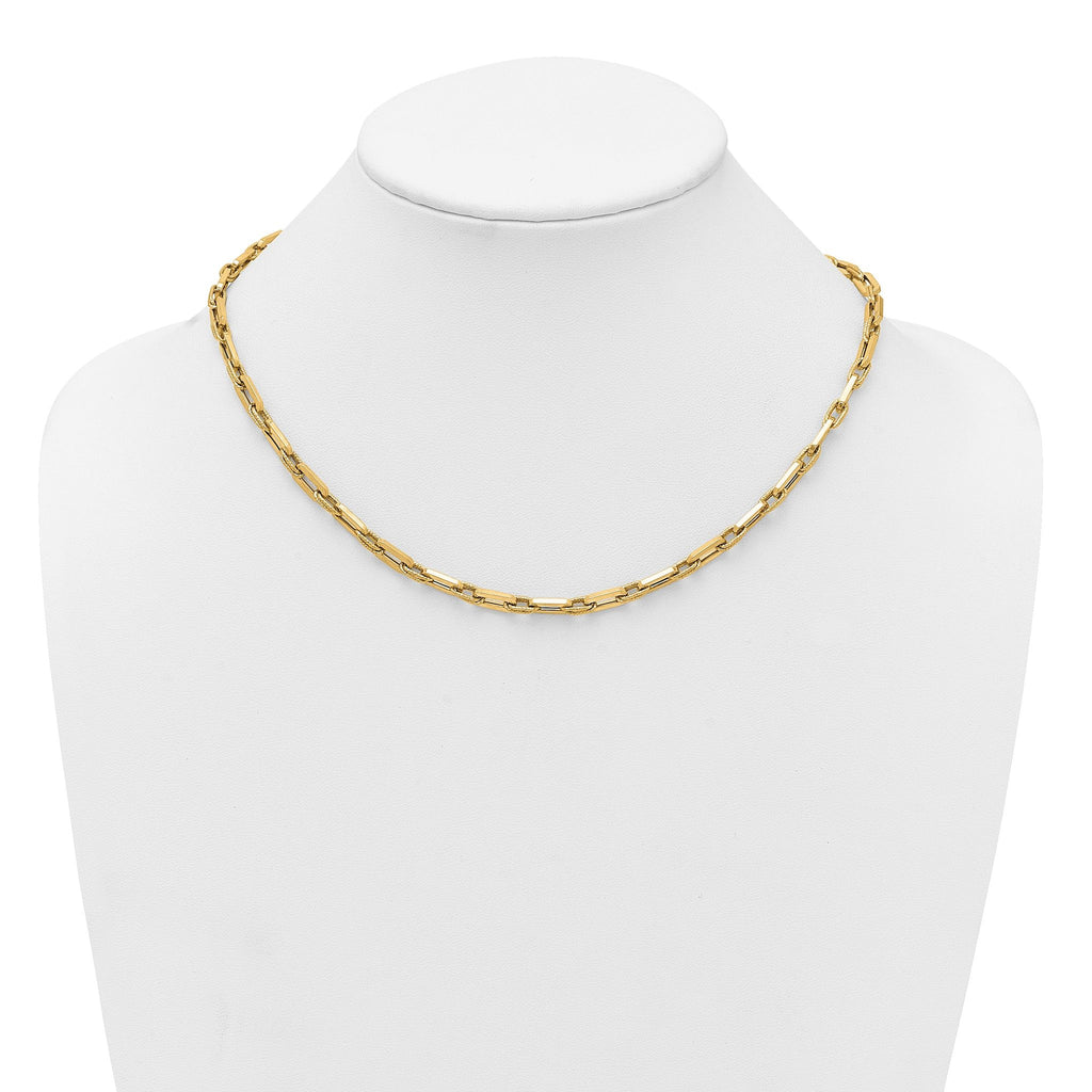 14K Polished and Textured 4.8mm Double Fancy Link 18.5 inch Necklace
