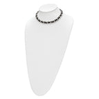 Stainless Steel Polished Black Leather Curb w/2in ext Choker Necklace