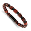 Stainless Steel Polished Black IP-plated Beads and Wood Beaded Stretch Bracelet for Men