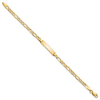 14k Polished Semi-Solid Chain/Solid Plate Figaro Link 20.3x4.4mm Plate 6 inch Baby/Child ID Bracelet