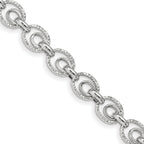 Sterling Silver Rhodium-Rhodium-Plated D/C Polished w/ .5in ext. Bracelet