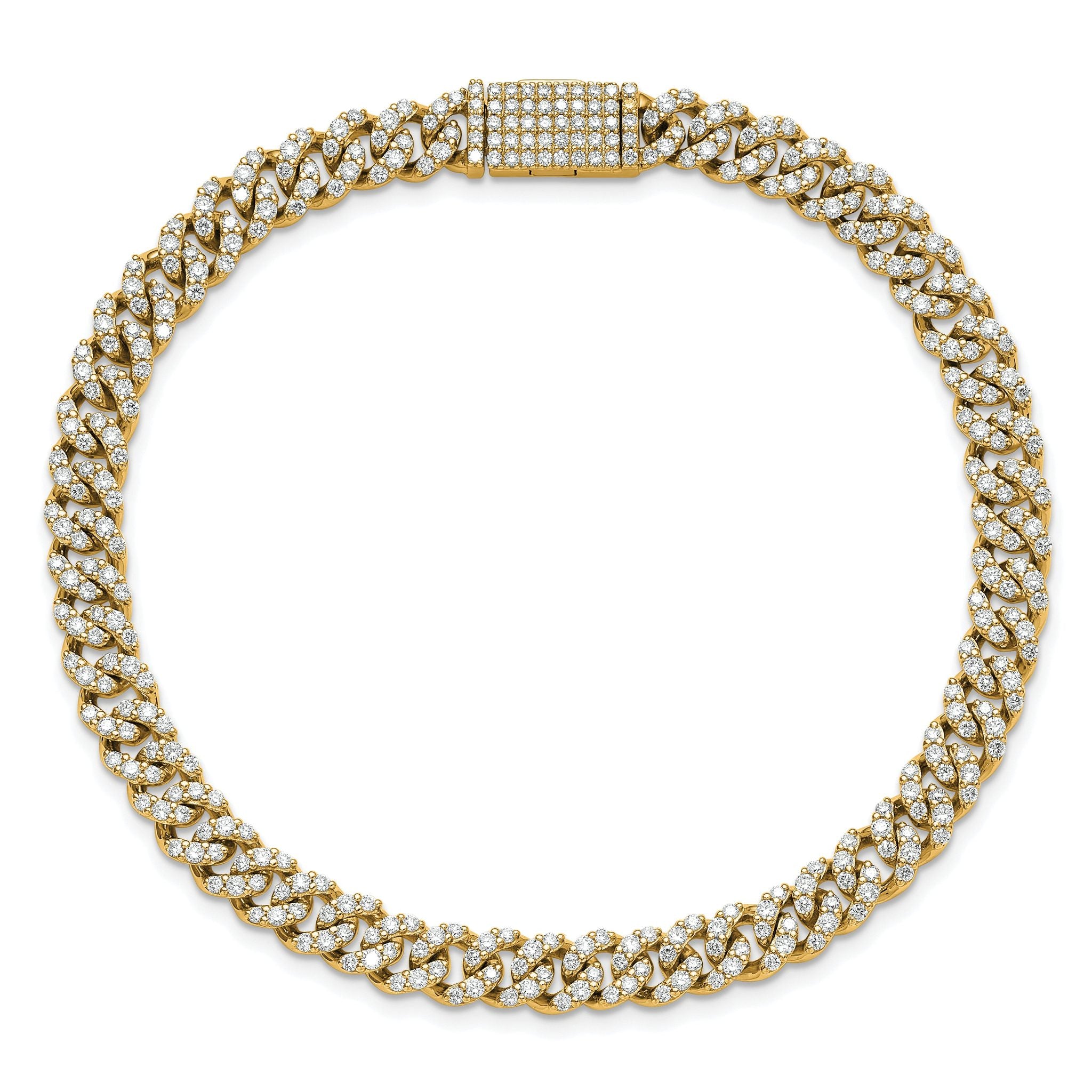 10 Karat 3 1/3 carat Lab Grown Diamond VS+ F+ Complete 4mm Pav‚ Cuban Link 8 Bracelet