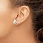 Stainless Steel Polished Pear Cubic Zirconia Button Earrings for Women