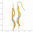 14k Polished Glitter Infused Spiral Dangle Earrings
