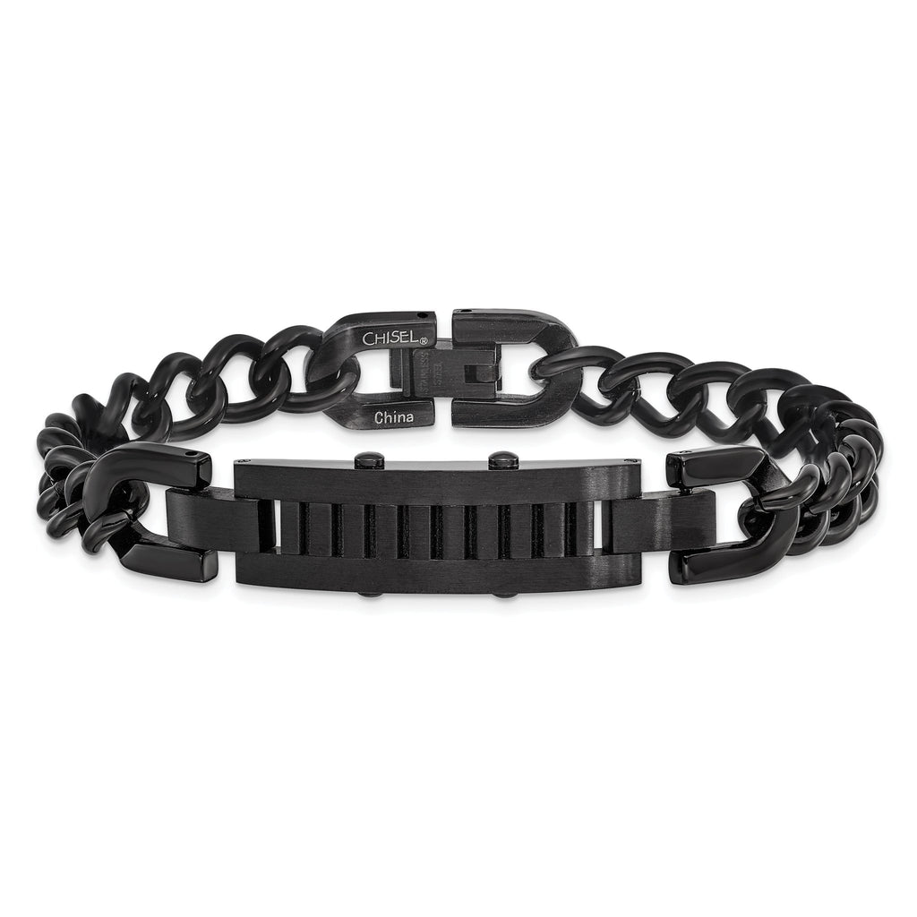 Stainless Steel Brushed and Polished Black IP-plated Bracelet for Men
