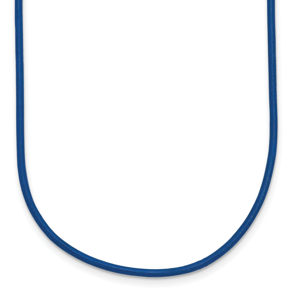 14k Yellow Clasp 1.6mm 16 inch Royal Blue Leather Cord Necklace