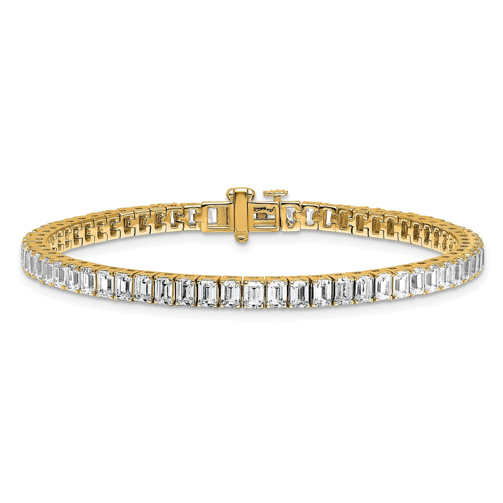 14k 10 carat Lab Grown Diamond VS+ F+ Complete Emerald Bezel Set Tennis Bracelet