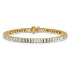 14k 10 carat Lab Grown Diamond VS+ F+ Complete Emerald Bezel Set Tennis Bracelet