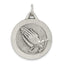Sterling Silver 925 Praying Hands Pendant with Antiqued Finish