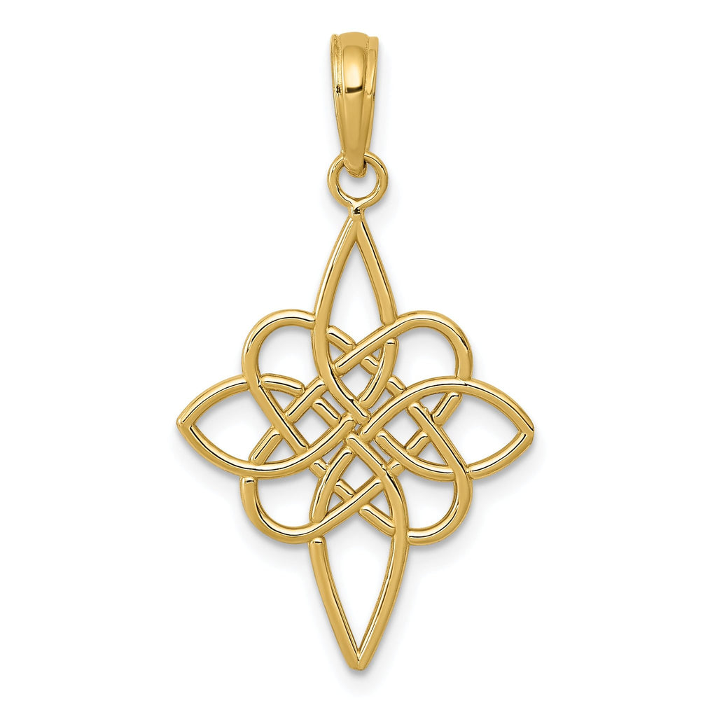 14K Gold Celtic Knot Pendant with Polished Finish Elegant Cast Design