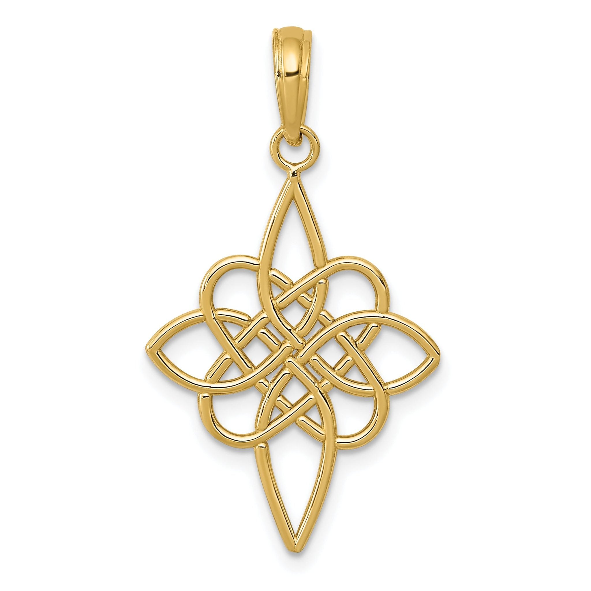 14K Gold Celtic Knot Pendant with Polished Finish Elegant Cast Design
