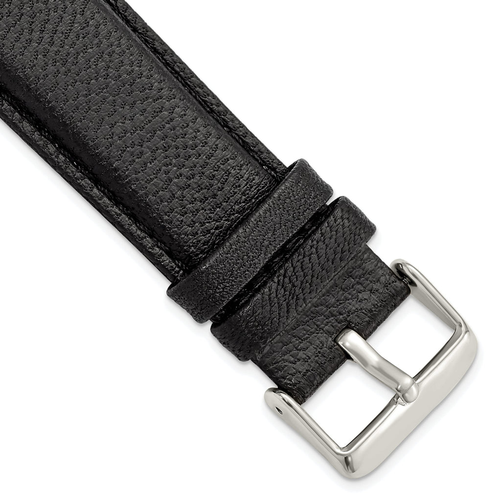 Black Glove Leather Watch Band in 24mm with Panerai-Style Buckle