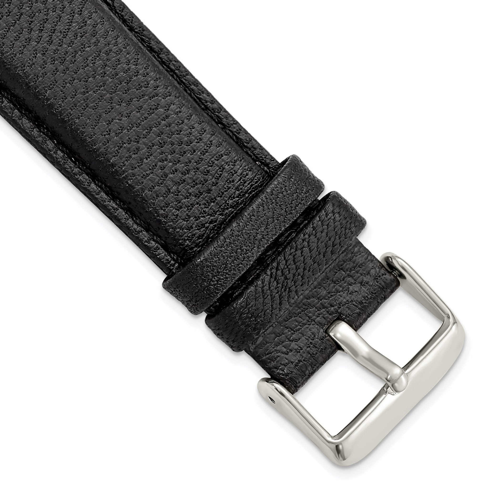 Black Glove Leather Watch Band in 24mm with Panerai-Style Buckle