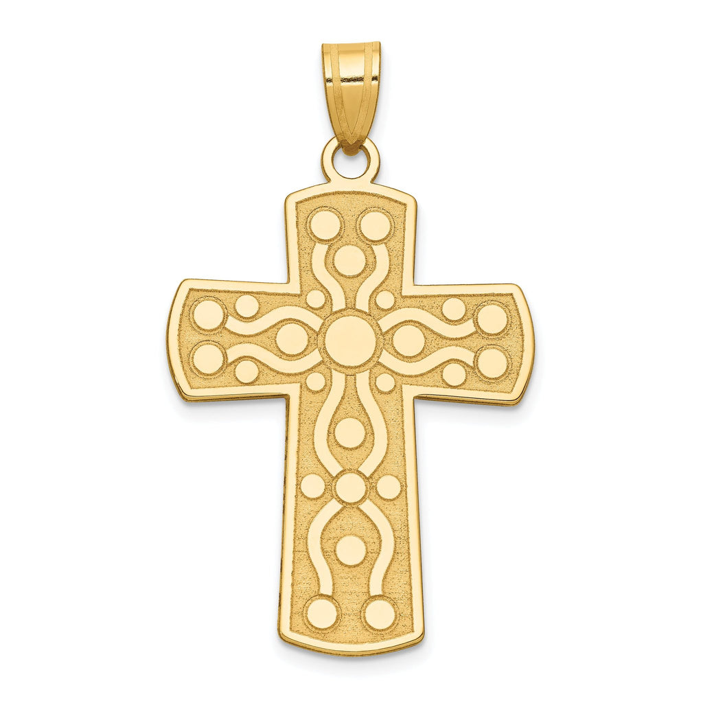 14K Gold Polished Cross Pendant with Serenity Prayer Reversible Design