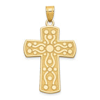 14K Gold Polished Cross Pendant with Serenity Prayer Reversible Design