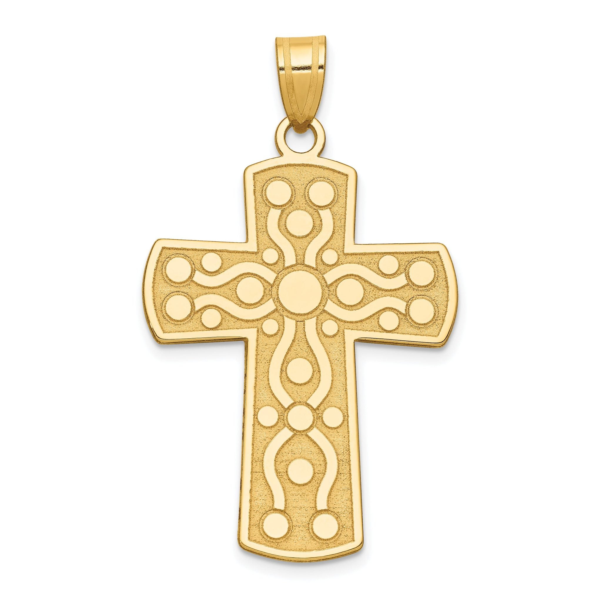 14K Gold Polished Cross Pendant with Serenity Prayer Reversible Design
