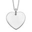 Sterling Silver 925 Engravable Heart Necklace Box Chain Elegant Polished
