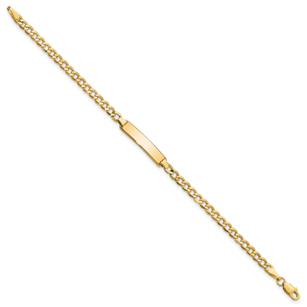 10K Semi-Solid Chain/Solid Plate Cuban Link 23.5x4.5mm Plate 5.5 inch Baby/Child ID Bracelet