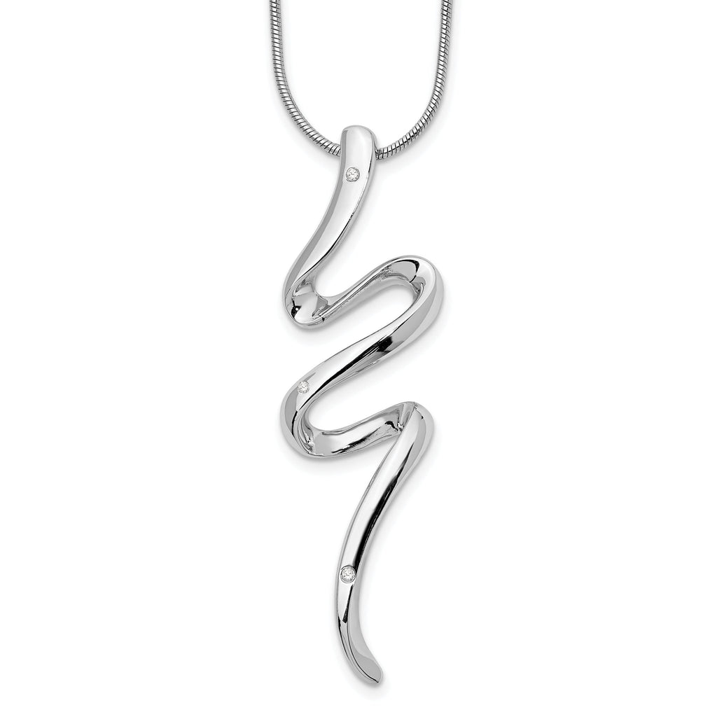 Sophia Jewelers White Ice Sterling Silver Diamond Necklace with Extender