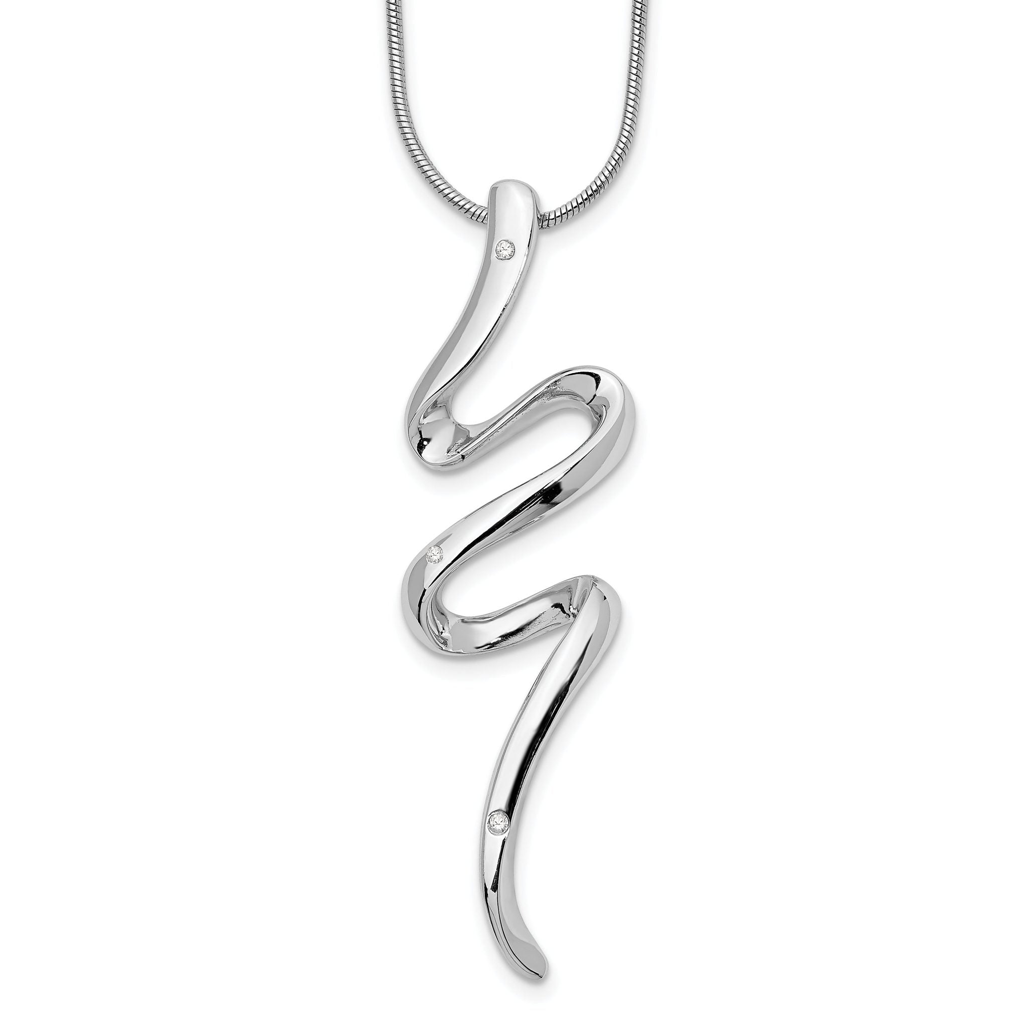 Sophia Jewelers White Ice Sterling Silver Diamond Necklace with Extender