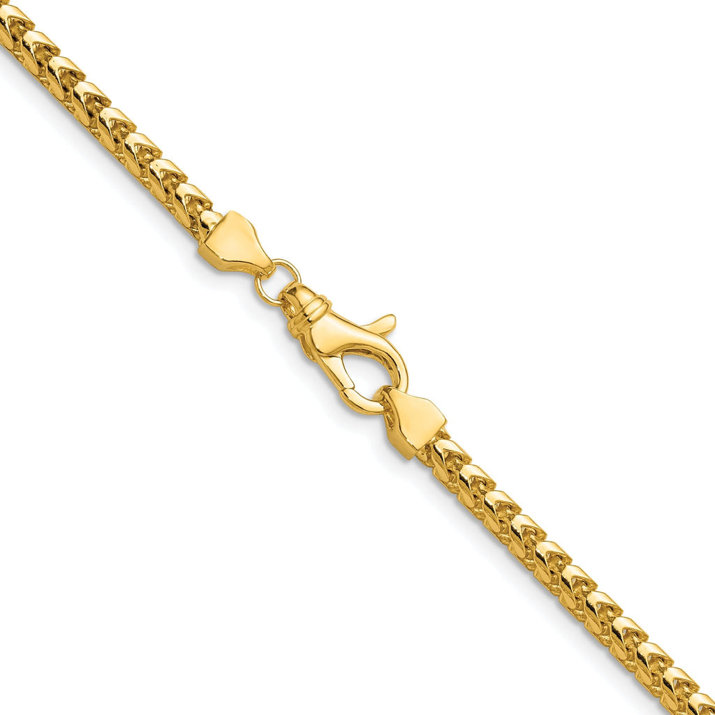14K Yellow Gold Solid Franco Chain Necklace 3mm