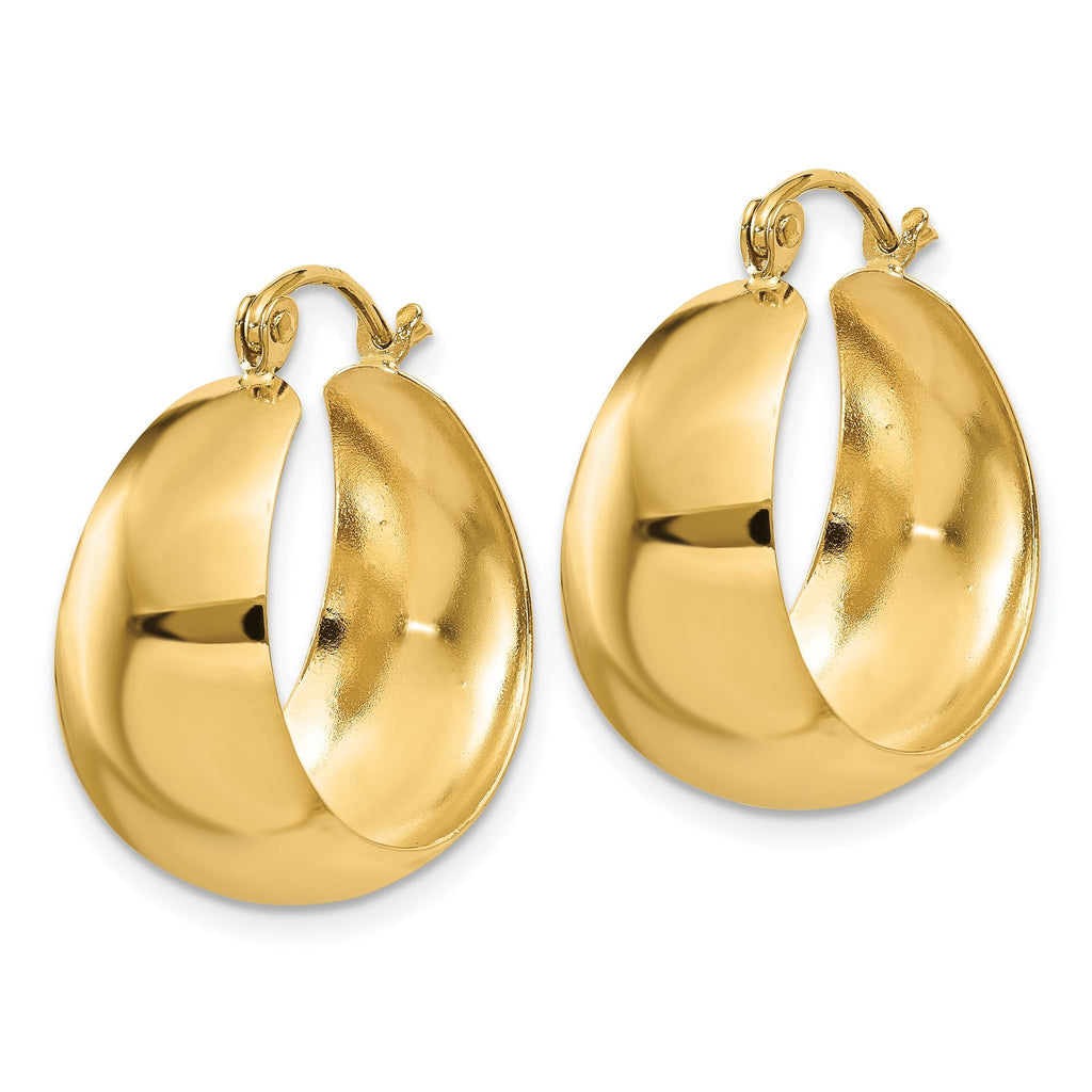 14K Gold Polished Tapered Hoop Earrings for Women  Elegant 23mm Design