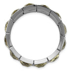 1928 Jewelry Black-plated Frame Grey Epoxy Faceted Stones Stretch Bracelet