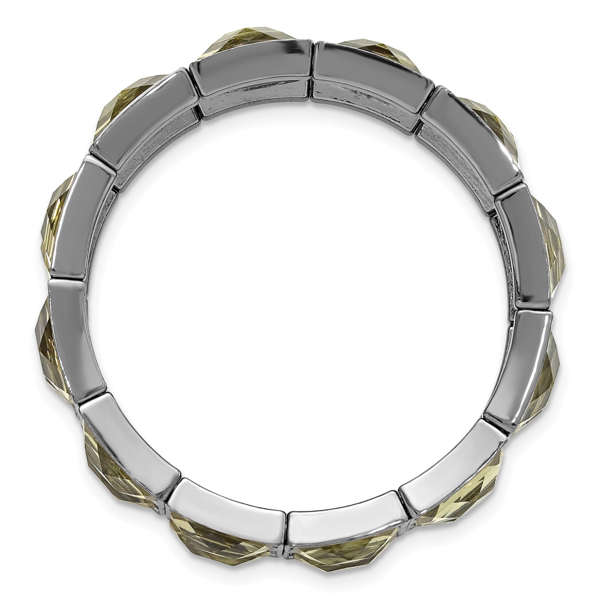 1928 Jewelry Black-plated Frame Grey Epoxy Faceted Stones Stretch Bracelet