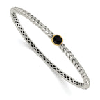 Sophia Jewelers Sterling Silver & 14K Gold Black Onyx Hinged Bangle Bracelet