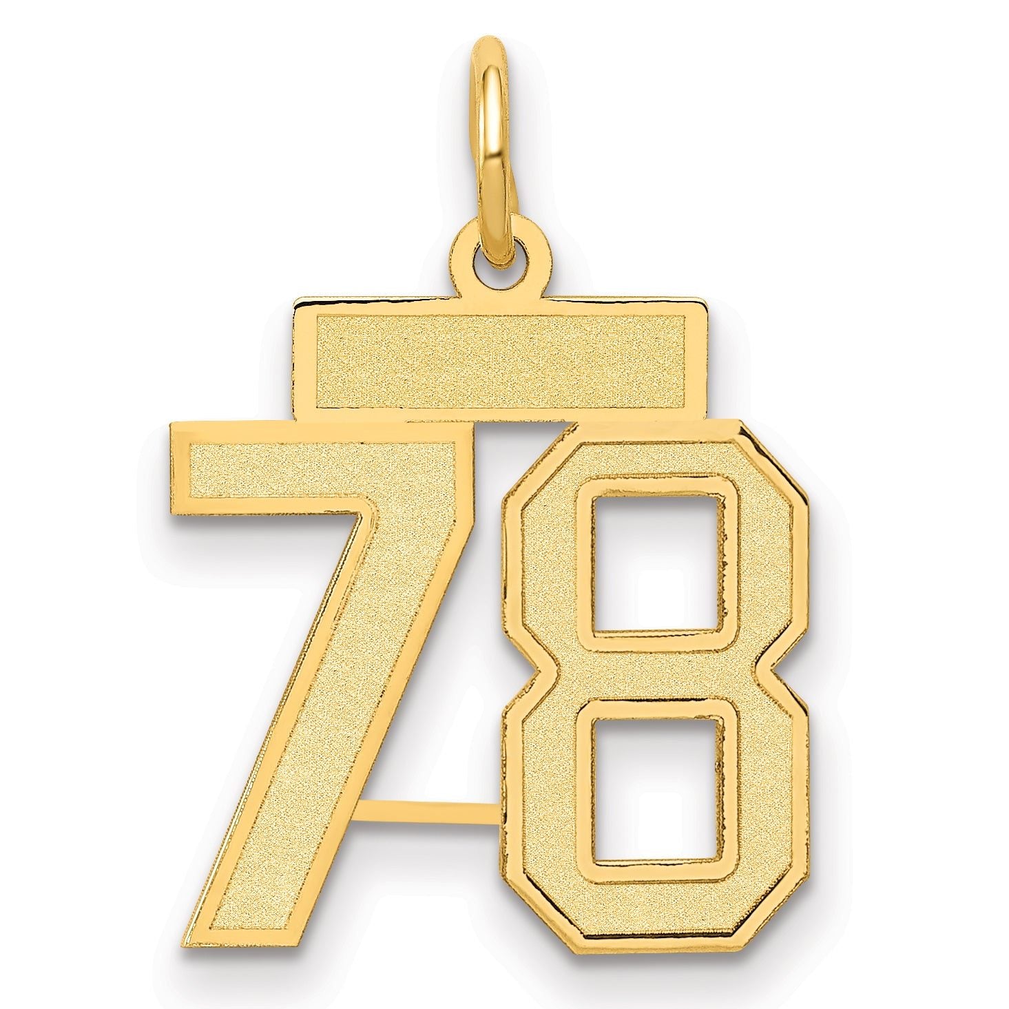 14K Gold Small Satin Number 78 Charm with Brushed Finish Main image