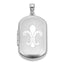 Sterling Silver Rhodium-plated Polished Front/Brushed Back Fleur De Lis 20mm Rectangle Locket