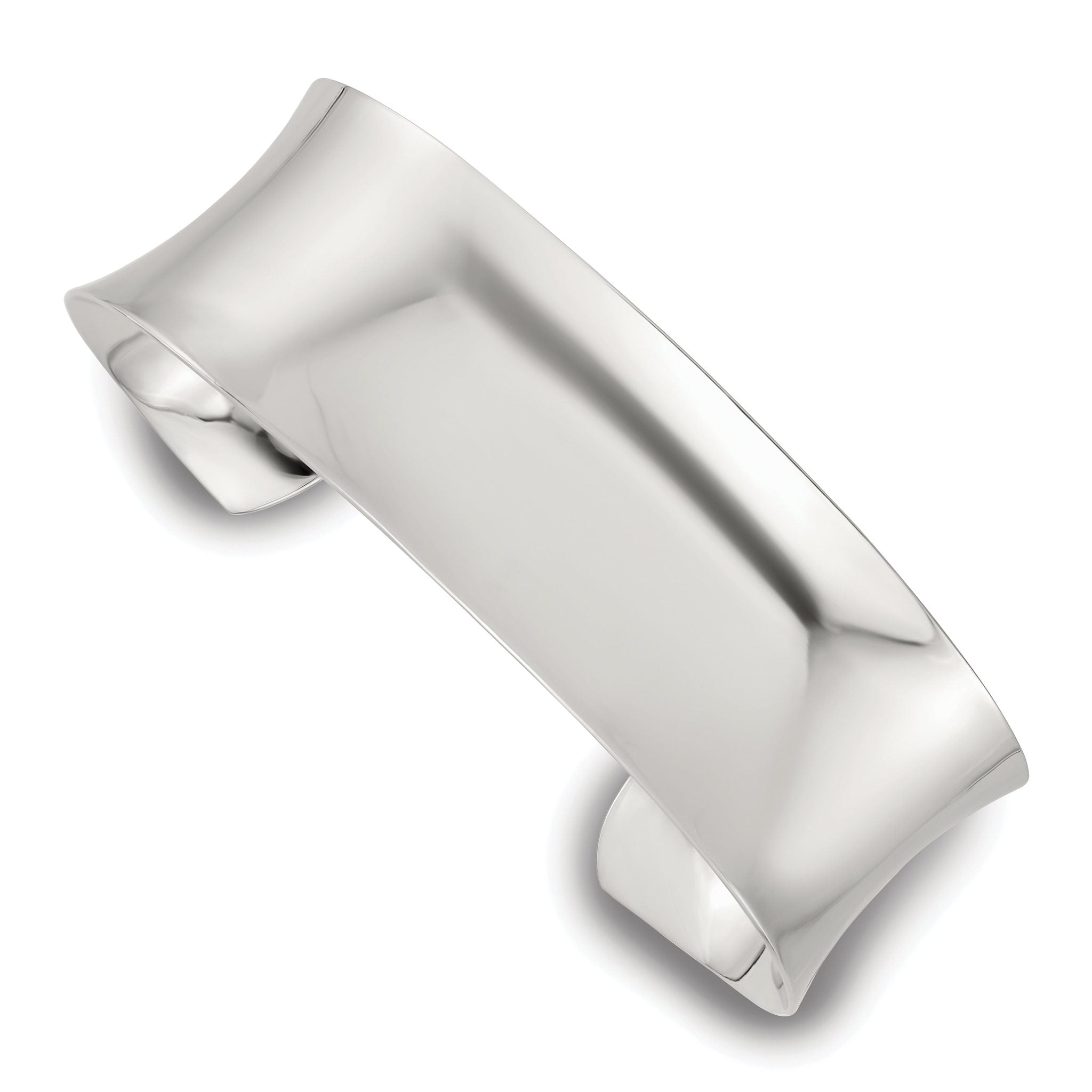 Sterling Silver Polished 20mm Concave Cuff Bangle Main image