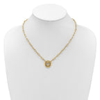 14K Polished Paper Clip Link with Oval Accent Necklace