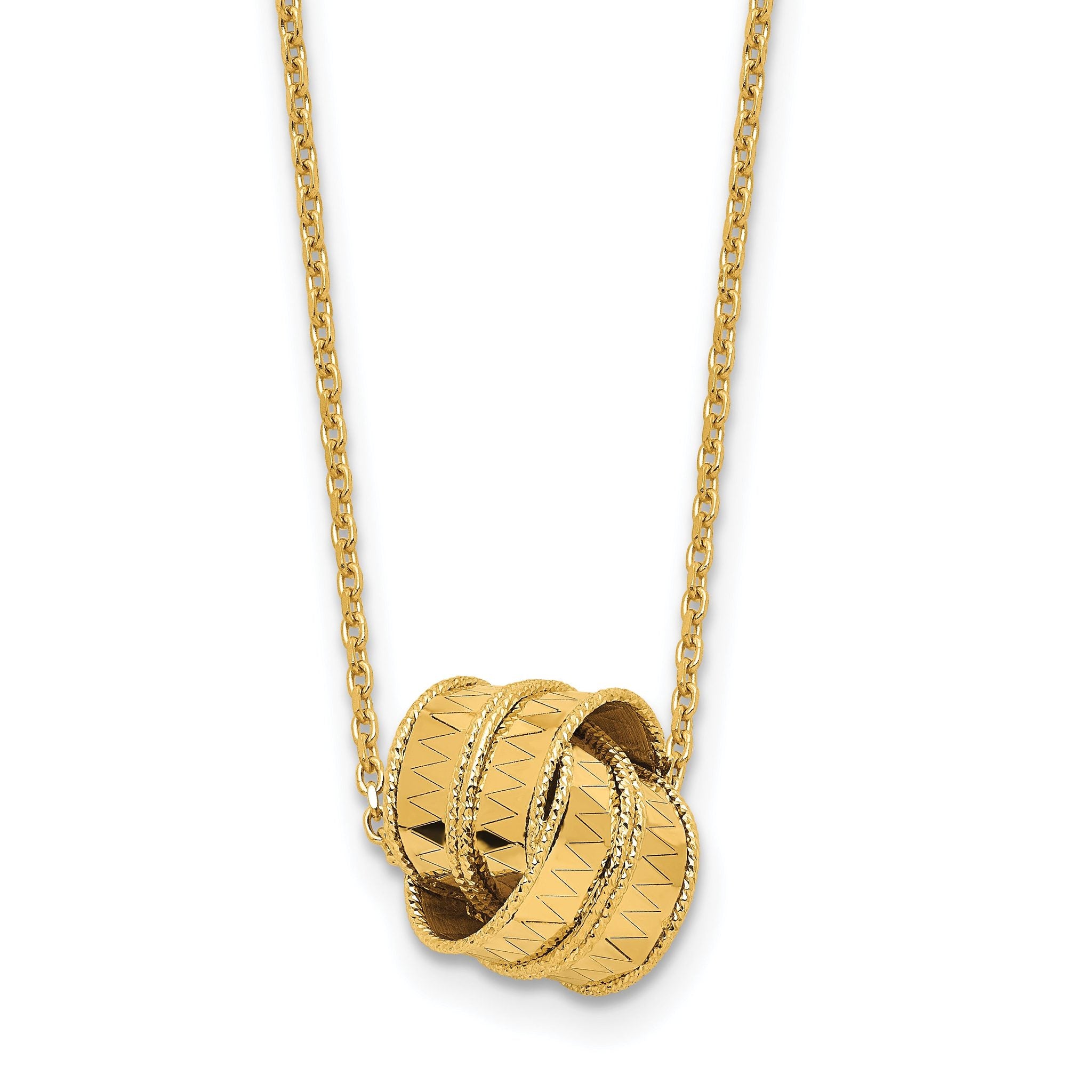 14K Polished and Diamond-cut Fancy Knot with 2in ext. Necklace Main image